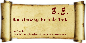 Bacsinszky Erzsébet névjegykártya